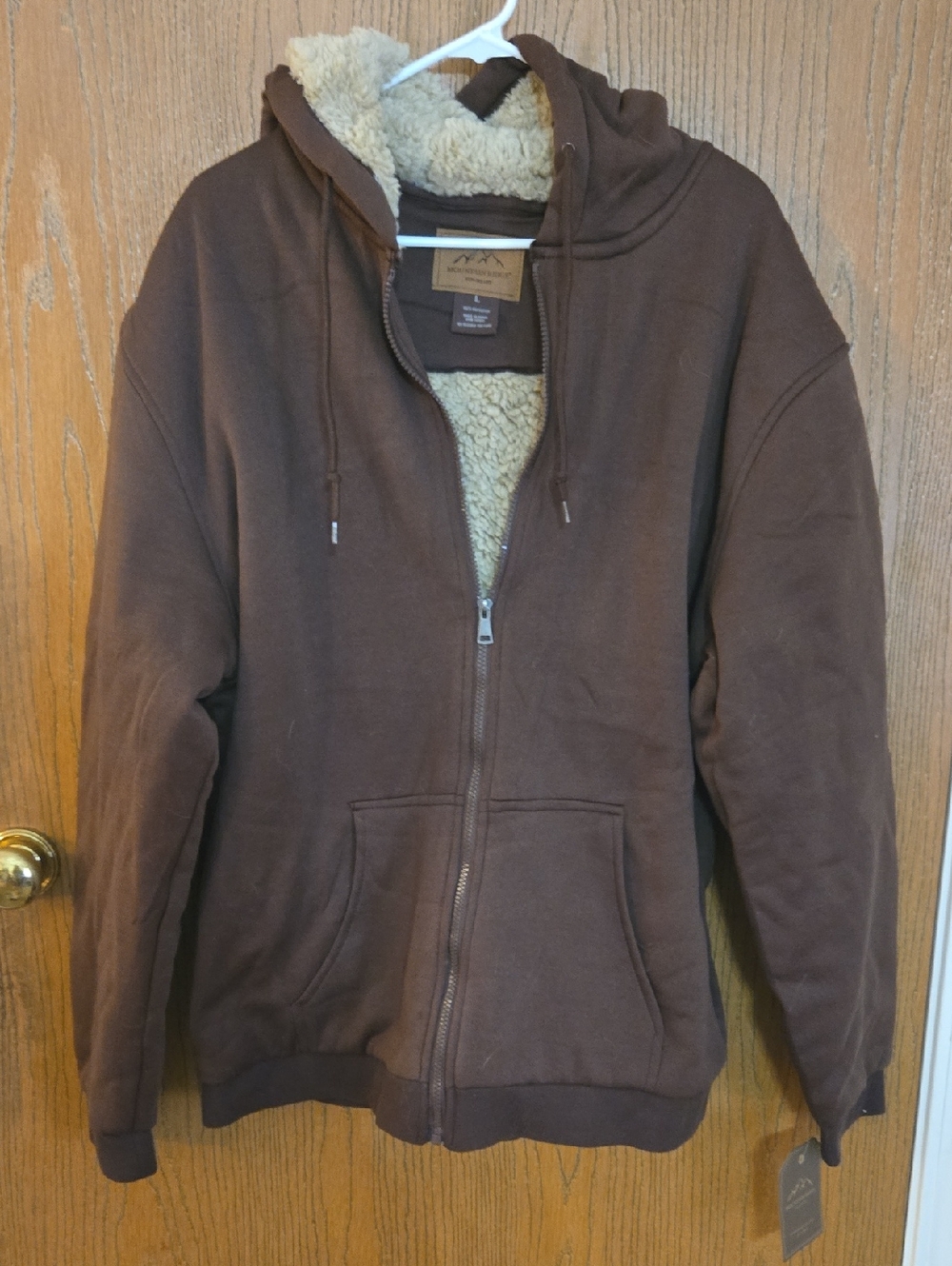 Mountain Ridge MENS Brown Sherpa-Lined Zip Hoodie